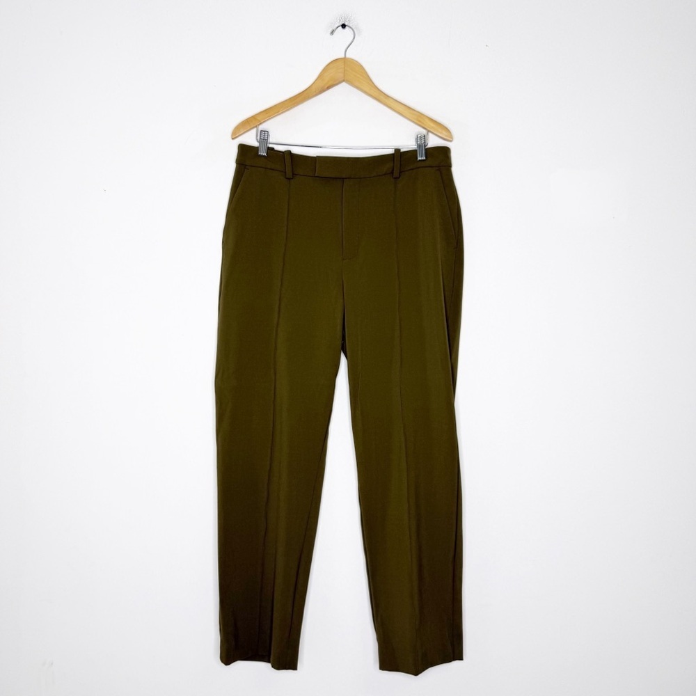 Madewell Fairbanks Pant Green Slim Tapered Pintuck Trouser Size 12 - Picture 2 of 10